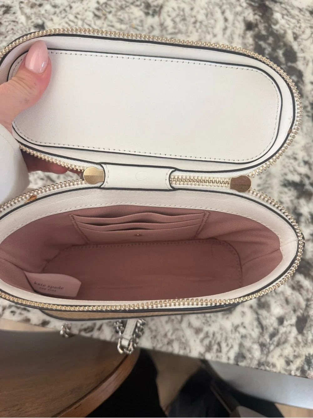 kate spade White and Natural Woven Chain Shoulder Bag